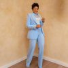 Luxury Beaded Pearls Blazer Flare Trousers Daily Formal Party Pants Jacket Suits - Image 2