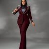 Luxury Beaded Pearls Blazer Flare Trousers Daily Formal Party Pants Jacket Suits - Image 5