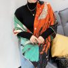 Luxury Printed Rollerd Square Shawls Large Wool Silk Poncho outdoor Cashmere Scarf - Image 3