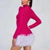 Mesh Patchwork Diamonds Long Sleeve Tierred Evening Party Bodycon Mini Bandage Dresses - Image 4