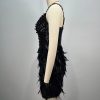 Pearl Beading Feathers Sleeveless V-Neck Nightclub Party Bodycon Mini Dress - Image 3