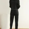 Pleated Lapel Full Sleeve Top And Pencil Pants Elegant Solid Sets - Image 3