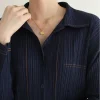 Pleated Lapel Full Sleeve Top And Pencil Pants Elegant Solid Sets - Image 6