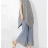 Pleated Set Piece Irregular Losse Round Collar Elegant And Vintage Top And Leg Trousers - Image 5