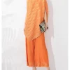 Pleated Set Piece Irregular Losse Round Collar Elegant And Vintage Top And Leg Trousers - Image 11