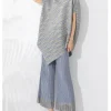 Pleated Set Piece Irregular Losse Round Collar Elegant And Vintage Top And Leg Trousers - Image 8