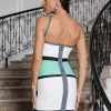 Spaghetti Strap Sleeveless Patchwork zipper Party Evening Bandage Bodycon Mini Dress - Image 6