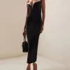 Diamonds Strapless V Neck Sleeveless Backless Shiny Party Bodycon Bandage Midi Dresses - Image 4