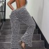 Striped Print Backless Spaghetti Strap Tight Fitting Overalls Fashion Night Club Outfit - Image 3