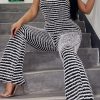 Striped Print Backless Spaghetti Strap Tight Fitting Overalls Fashion Night Club Outfit - Image 4