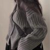 Turtleneck pit strip cashmere knit thickened small pure wool loose short coat tides Sweater - Image 2