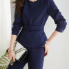 Two Pieces Set Fashion Long Sleeve Elegant Office Pants And Tops