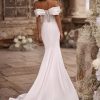 Vintage Bateau Neck Sleeveless Natural Waist Satin Fabric Court Train Bridal Wedding Dress - Image 2