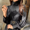 Elegant Turtleneck Long Sleeve A-line Loose Midi Dress - Image 4