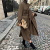 Elegant Turtleneck Long Sleeve A-line Loose Midi Dress - Image 5