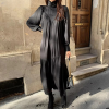 Elegant Turtleneck Long Sleeve A-line Loose Midi Dress - Image 2
