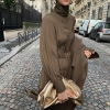 Elegant Turtleneck Long Sleeve A-line Loose Midi Dress - Image 7