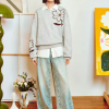 Casual Floral Round Neck Long Sleeve Pullover Hoodies - Image 3