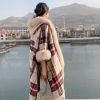Casual Fur V-Neck Thick Warm Poncho Cape Loose Fit Mid-length Coats - Image 2