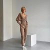 CasualOff Shoulder Knitted Tracksuit Two Piece Set - Image 9