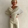 CasualOff Shoulder Knitted Tracksuit Two Piece Set - Image 17