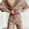 CasualOff Shoulder Knitted Tracksuit Two Piece Set - Image 13