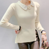 Casual Patched Lace Halter Sweater Full Sleeve Knit Slim Split Top - Image 4