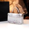 Casual Serpentine Leather Interior Zipper Pocket Small Square Crossbody Shoulder Bags - Image 4
