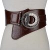 Casual Solid Split Leather Wide Waist Elastic Stretch Metal Belt - Image 5
