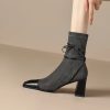 Casual Square Toe Chunky Heel High Heeled Short Boots - Image 5