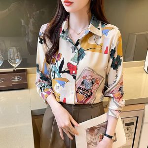 Casual Turn-down Collar Print Button-Down Single Breasted Shirt