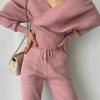 CasualOff Shoulder Knitted Tracksuit Two Piece Set - Image 8