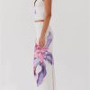Elegant Floral Print Sleeveless Round Neck Crop Tops Long Skirts Party 2 Piece Set - Image 3