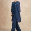 Elegant Jewel Neck Sleeveless Two-piece Sequins Party Mother Of The Bride Wedding Dress - Image 2