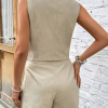 Elegant V Neck Sleeveless Single Breasted Vest Top Shorts Suit Office Lady  2 Pieces Tracksuit - Image 7