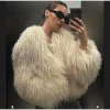 Elegant Soft Open Stitch Oversize Loose Fur Coat Outerwear - Image 5