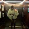 Elegant Soft Open Stitch Oversize Loose Fur Coat Outerwear - Image 10