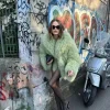 Elegant Soft Open Stitch Oversize Loose Fur Coat Outerwear - Image 12