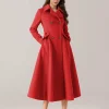 Flared Blend Turndown Collar Double Waist Elegant And Vintage Coat - Image 8