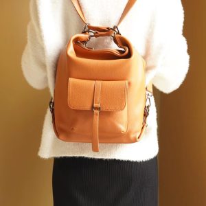 Genuine Leather Large Capacity Handbag Multifunction Satchel Messenger Bag Backpack