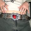 Metal Heart Buckle Waist Strap Jeans Decorative Waistband Punk Leather Belt - Image 2