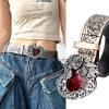 Metal Heart Buckle Waist Strap Jeans Decorative Waistband Punk Leather Belt - Image 3