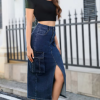 Trendy Slim Slit Long Bag Hip Multi-Pocket High-Waist Skirt - Image 2