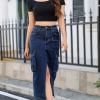 Trendy Slim Slit Long Bag Hip Multi-Pocket High-Waist Skirt - Image 5