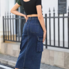Trendy Slim Slit Long Bag Hip Multi-Pocket High-Waist Skirt - Image 7