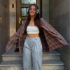 Vintage Long Sleeve Plaid Lapel Pocket Oversized Shirt - Image 9