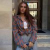 Vintage Long Sleeve Plaid Lapel Pocket Oversized Shirt - Image 10