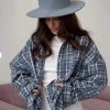Vintage Long Sleeve Plaid Lapel Pocket Oversized Shirt