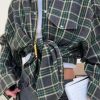 Vintage Long Sleeve Plaid Lapel Pocket Oversized Shirt - Image 14