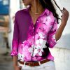 Vintage Long Sleeve Single-Breasted Lapel Printed Shirt